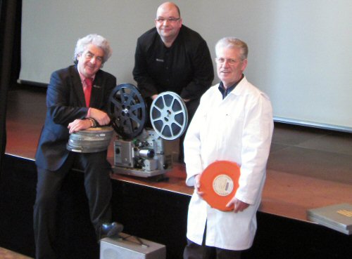 Kulturreferent Wolfgang Suttner, Kreis-Archivar Thomas Wolf und Armin Kohlberger, Spezialist des Siegen-Wittgensteiner Medienzentrums f�r Video- und Audioarchivierung